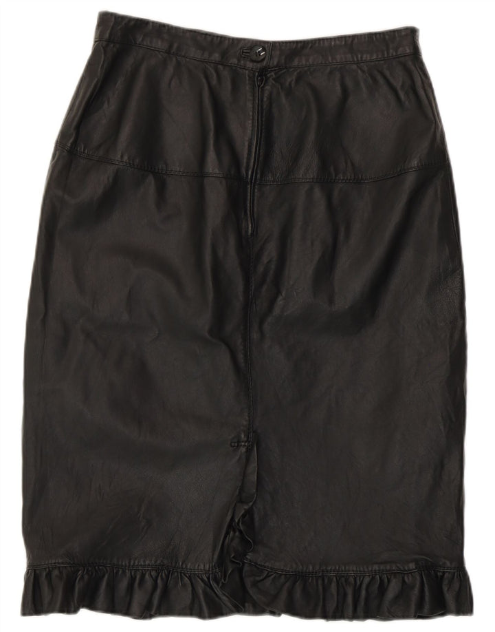 Falda de cuero de cintura alta vintage para mujer IT 46 Grande W28 Negro