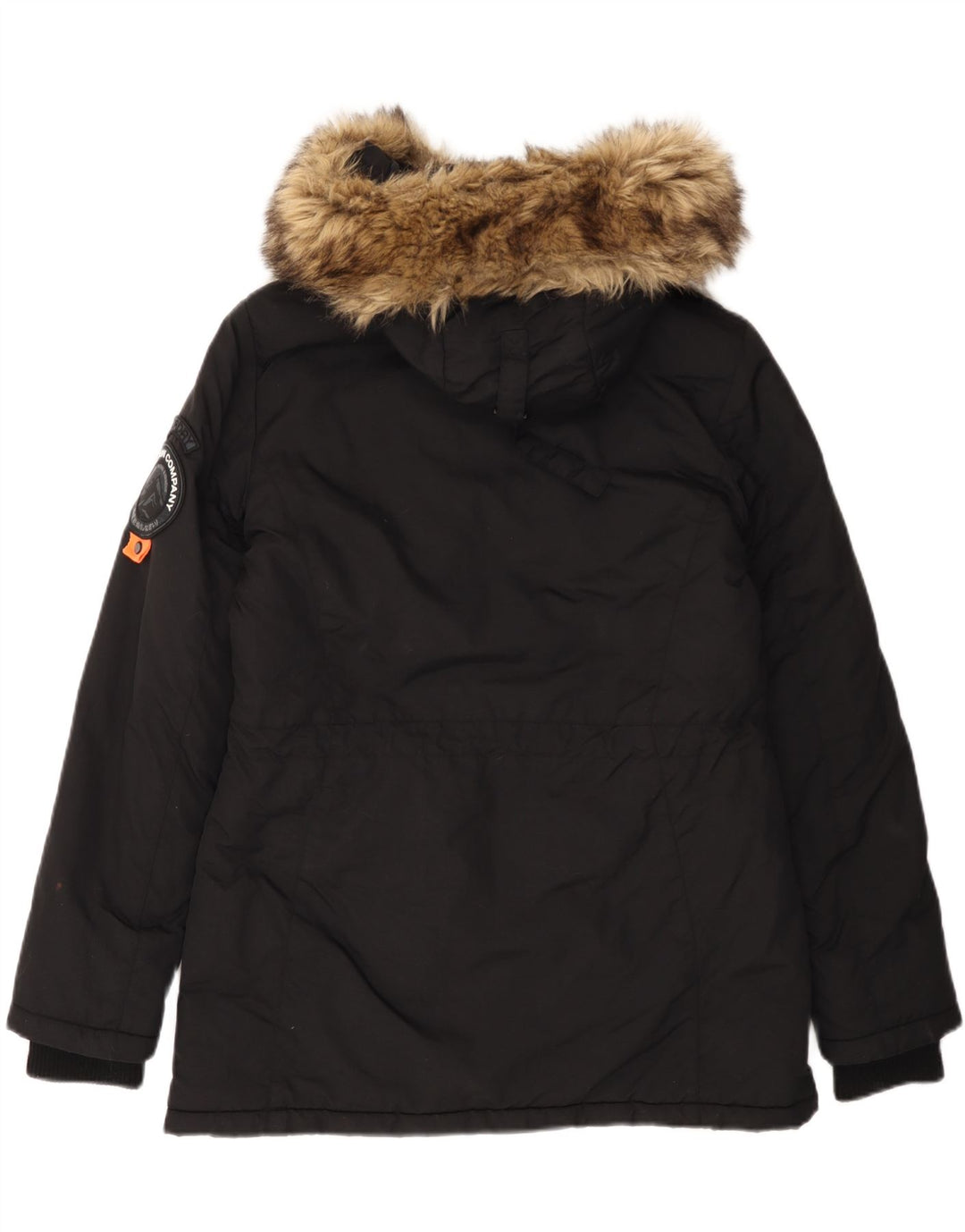 Superdry Parka con capucha para mujer, talla 42, nailon negro mediano
