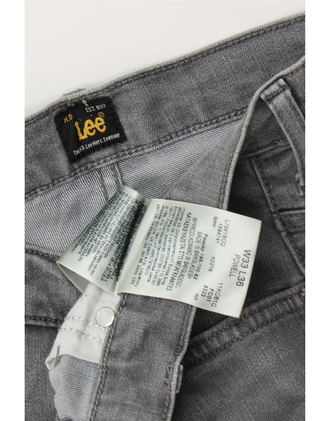 LEE Vaqueros Powell Slim para Hombre W33 L32 Algodón Gris