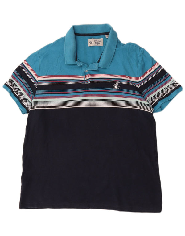 Polo Penguin para hombre XL Algodón color block azul marino