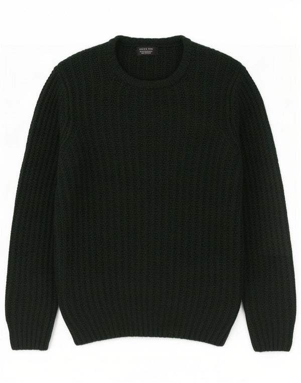Zara Mens Crew Neck Jumper Sweater Medium Green Acrylic