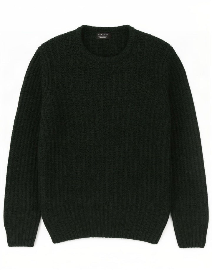 Zara Hombre Jersey Cuello Redondo Jersey Acrílico Verde Medio
