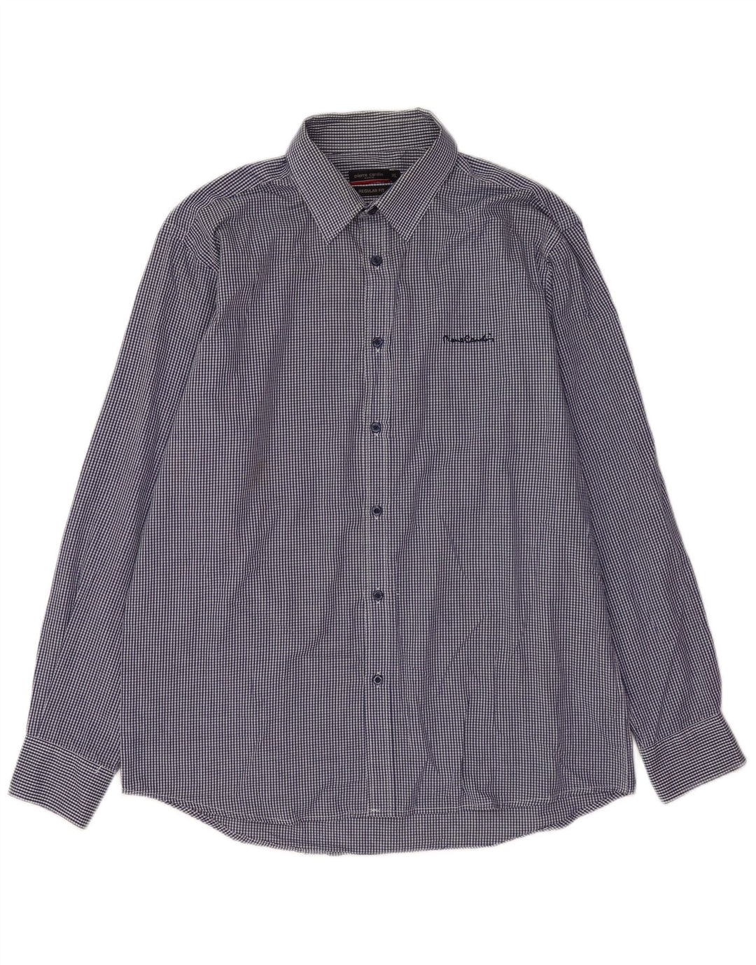Pierre Cardin Camisa de corte regular para hombre XL Poliéster a cuadros azul marino