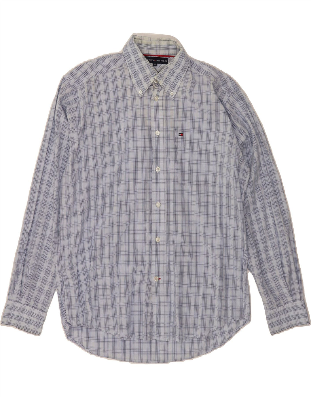 TOMMY HILFIGER Mens Shirt Medium Blue Check Cotton Vintage Tommy Hilfiger and Second-Hand Tommy Hilfiger from Messina Hembry 