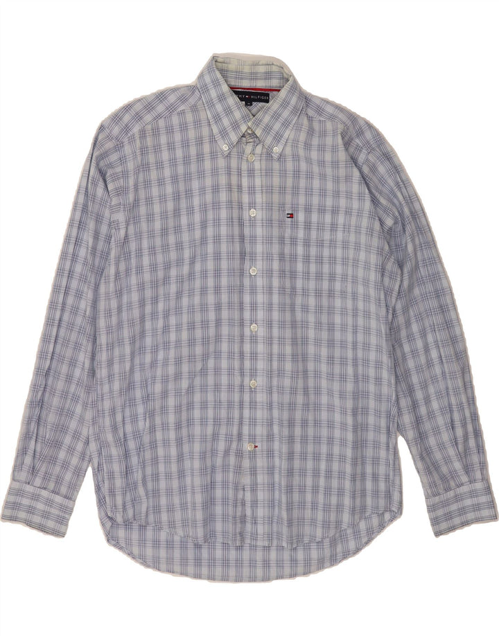 TOMMY HILFIGER Mens Shirt Medium Blue Check Cotton Vintage Tommy Hilfiger and Second-Hand Tommy Hilfiger from Messina Hembry 