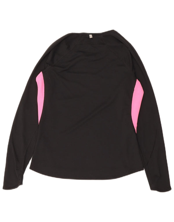 Nike Mujer Dri Fit Top Manga Larga UK 12/14 Medium Negro Colorblock