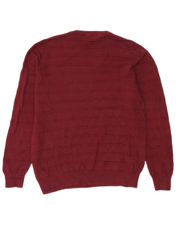CREW CLOTHING Suéter de cuello redondo para hombre, tamaño grande, algodón burdeos