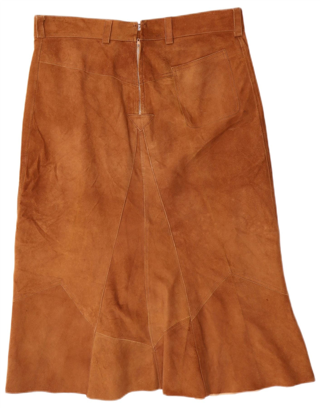 VINTAGE Falda de ante para mujer W32 Marrón grande