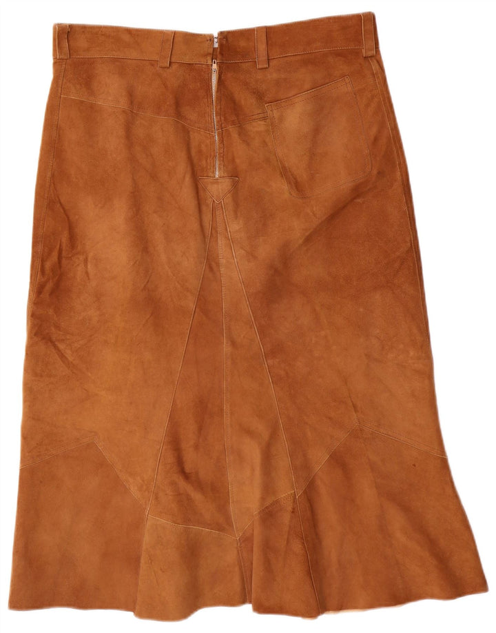 VINTAGE Falda de ante para mujer W32 Marrón grande