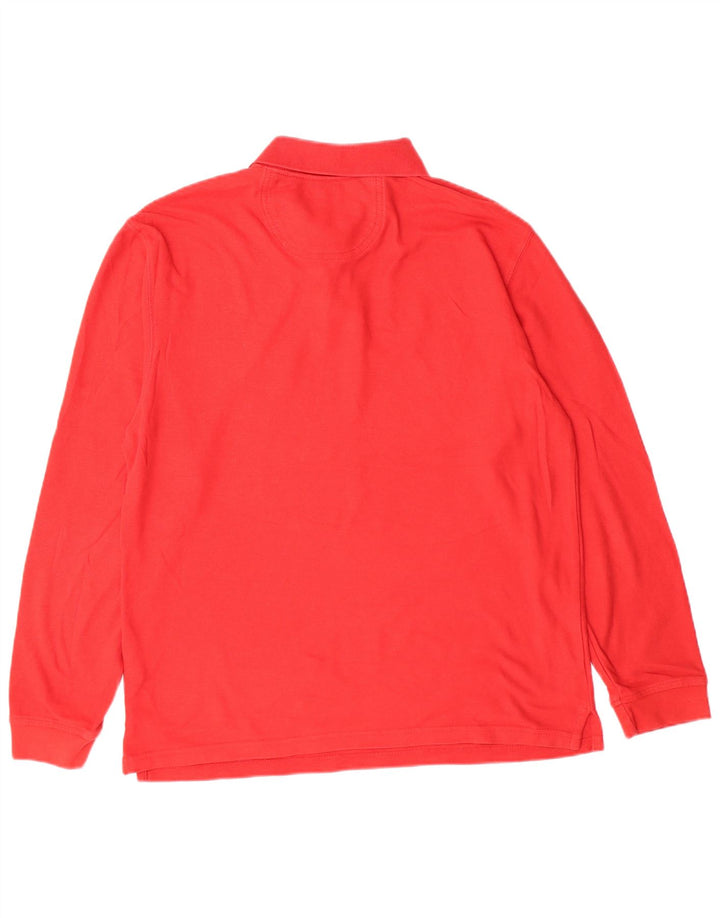 Izod Hombre Polo Manga Larga Poliéster Rojo Medio