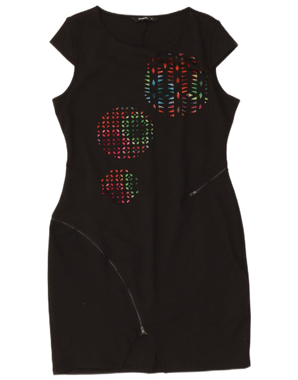 Desigual Vestido tubo gráfico para mujer UK 40 XL Poliéster geométrico negro