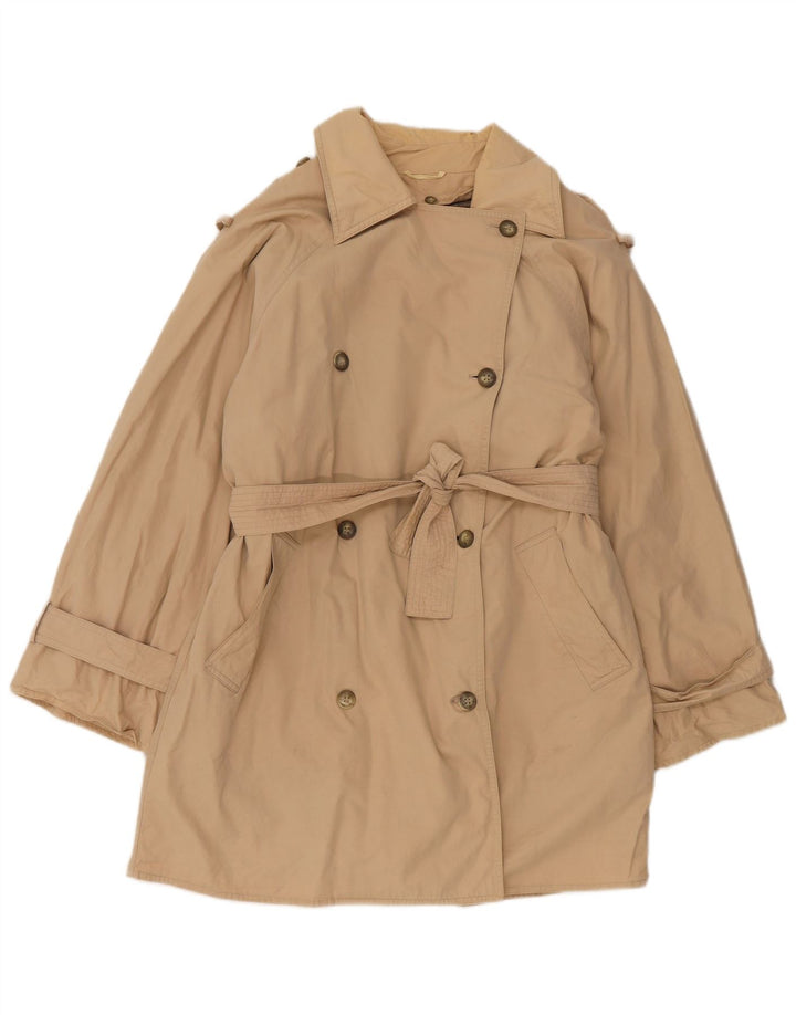 Vintage mujer fin de semana de gran tamaño gabardina Reino Unido 8 pequeño algodón beige