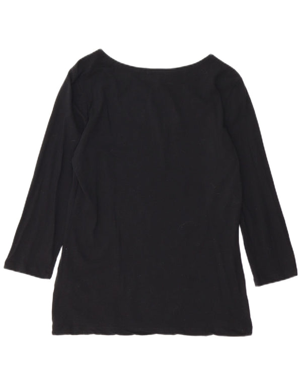 Tommy Hilfiger Top para mujer manga 3/4 UK 12 Algodón negro mediano