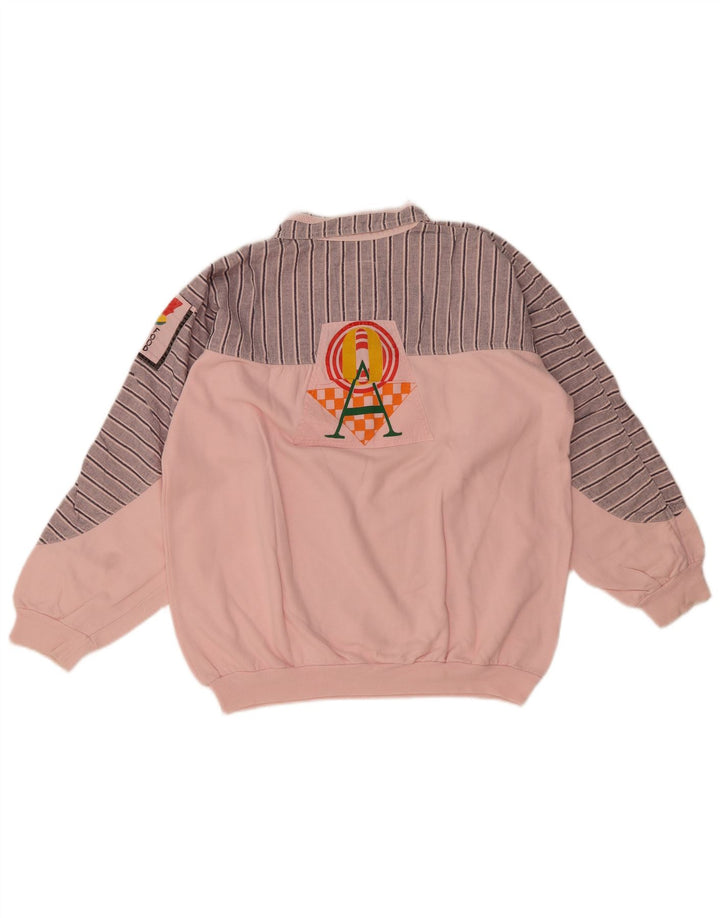Vintage mujer oversized sudadera gráfica jumper Reino Unido 14 rosa medio