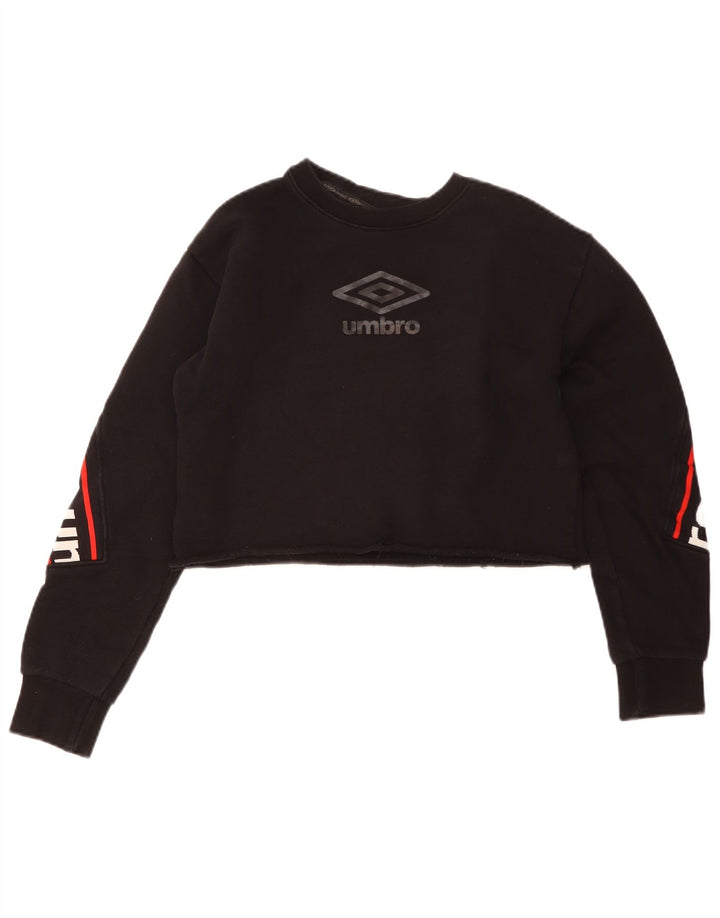 Umbro Mujer Crop Graphic Sudadera Jumper UK 40 Mediano Negro