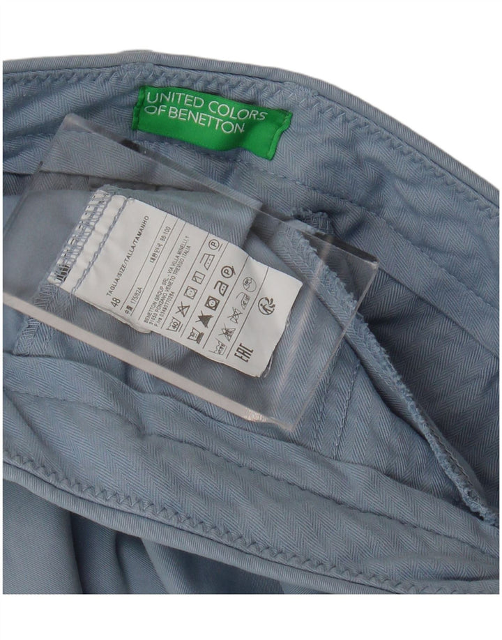 Benetton Pantalón Chino Recto Hombre IT 48 Medium W30 L32 Algodón Azul