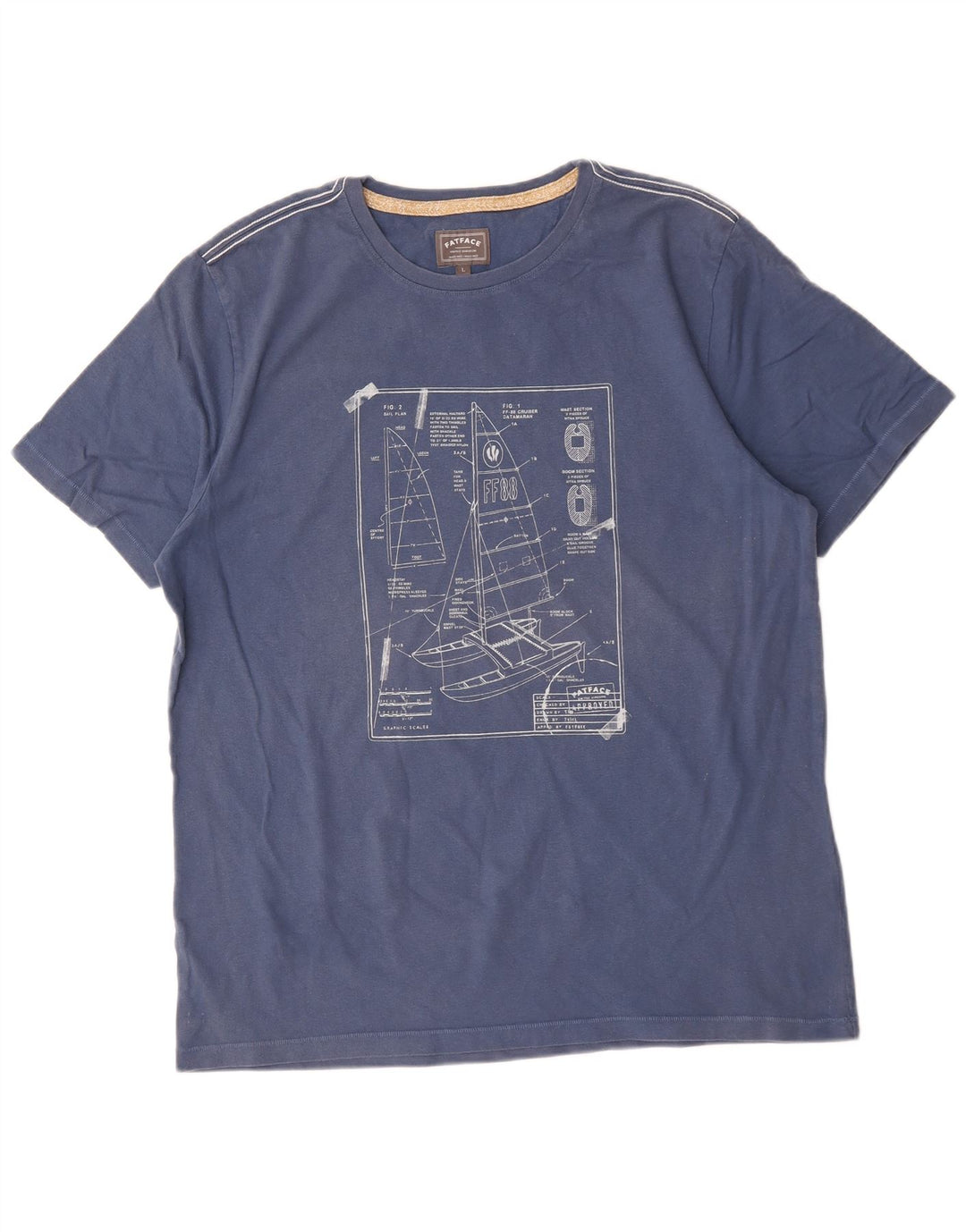 Camiseta gráfica para hombre Fat Face Top grande de algodón azul