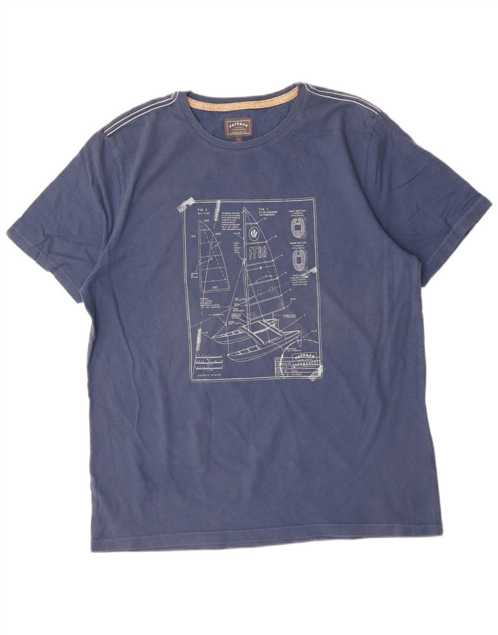 Camiseta gráfica para hombre Fat Face Top grande de algodón azul