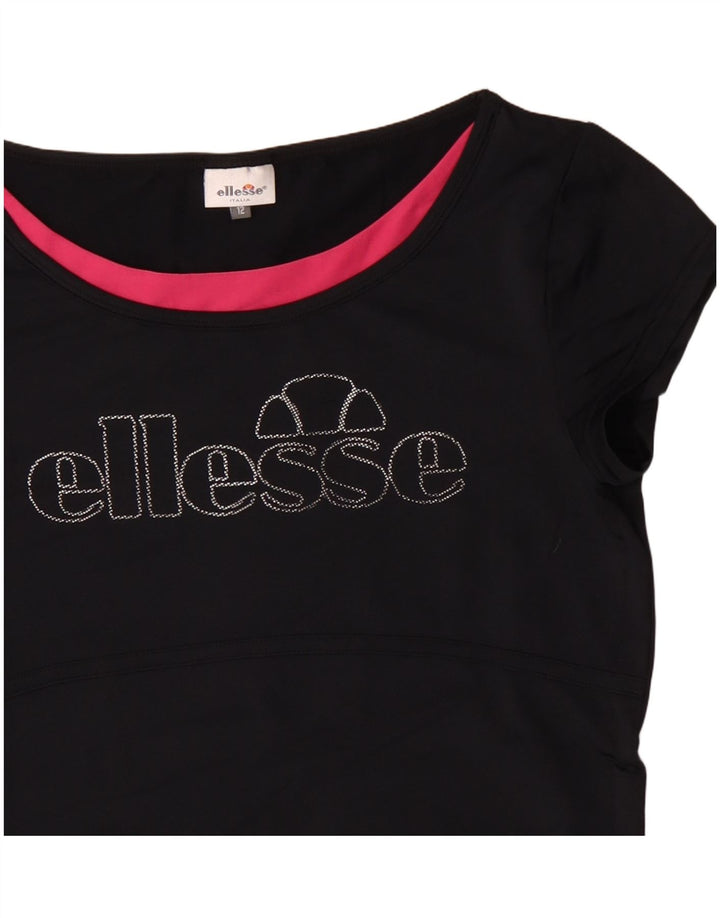 Ellesse Camiseta gráfica para mujer Top UK 40 Medium Azul marino Colorblock