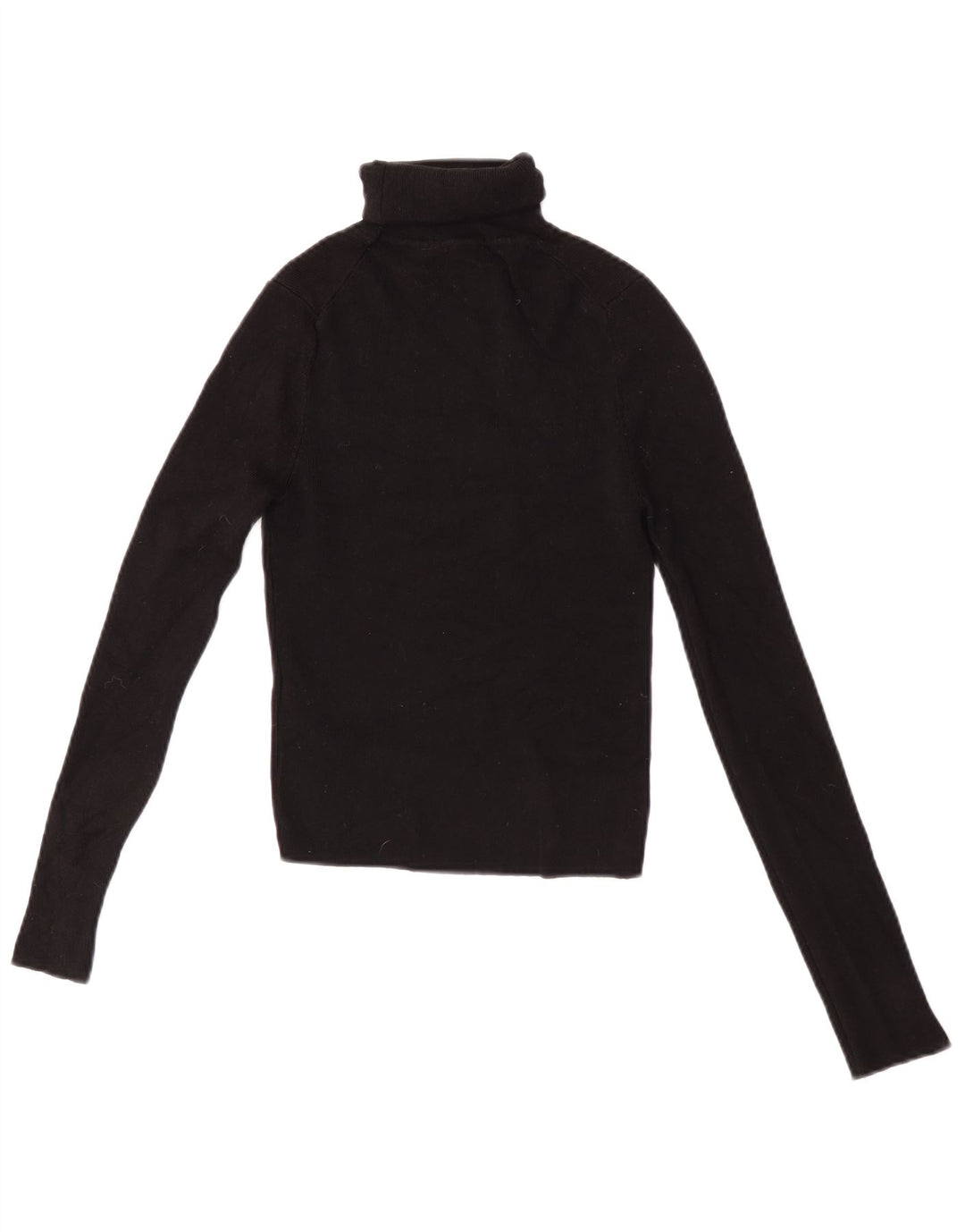 Zara Mujer Crop Roll Neck Jumper Sweater UK 12 Medium Black Viscosa