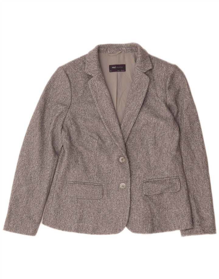 Marks & Spencer Chaqueta tipo blazer de 2 botones para mujer UK 42 Poliéster gris medio