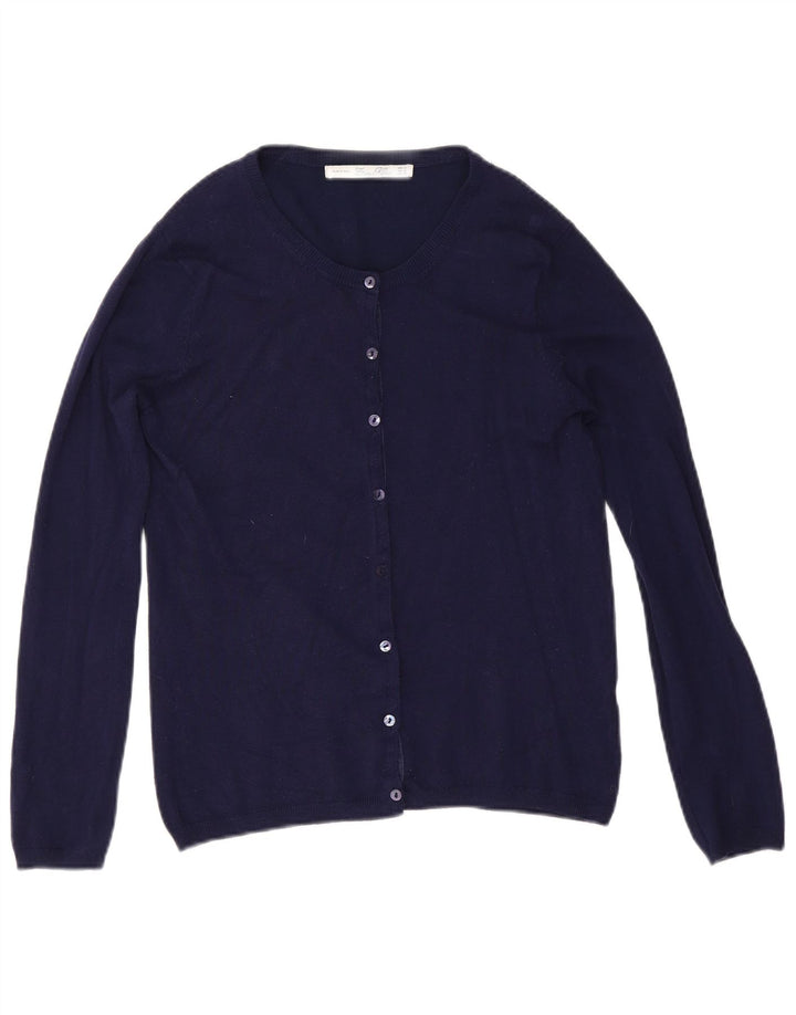 Zara Mujer Cárdigan Suéter UK 44 Medio Azul Marino