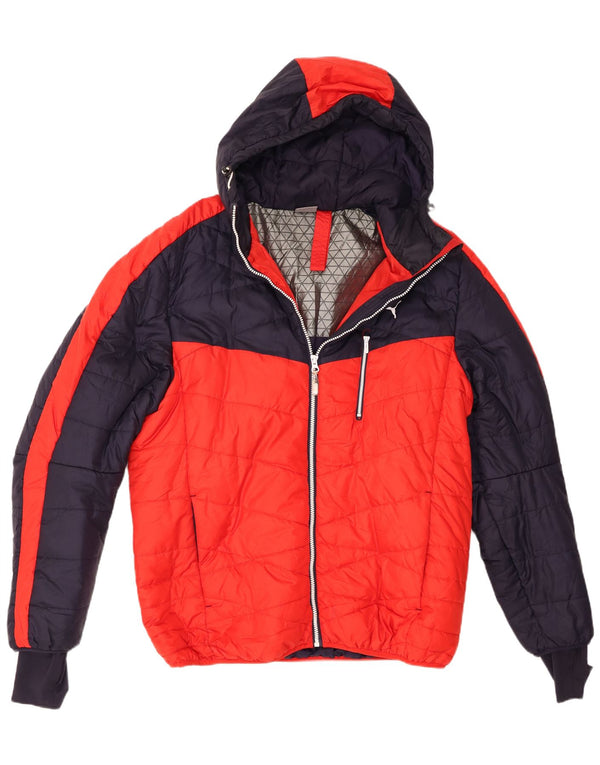 Puma Chaqueta acolchada con capucha para hombre UK 40 Large Rojo Colorblock Poliéster