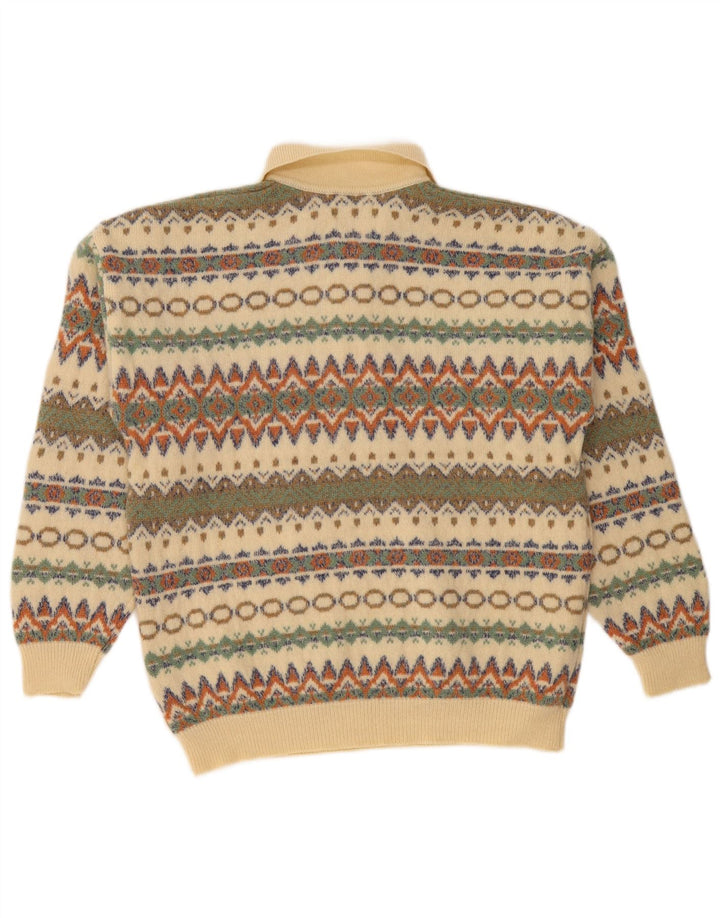 STEFANEL Jersey tipo polo con cuello tipo polo para hombre Beige medio Fair Isle