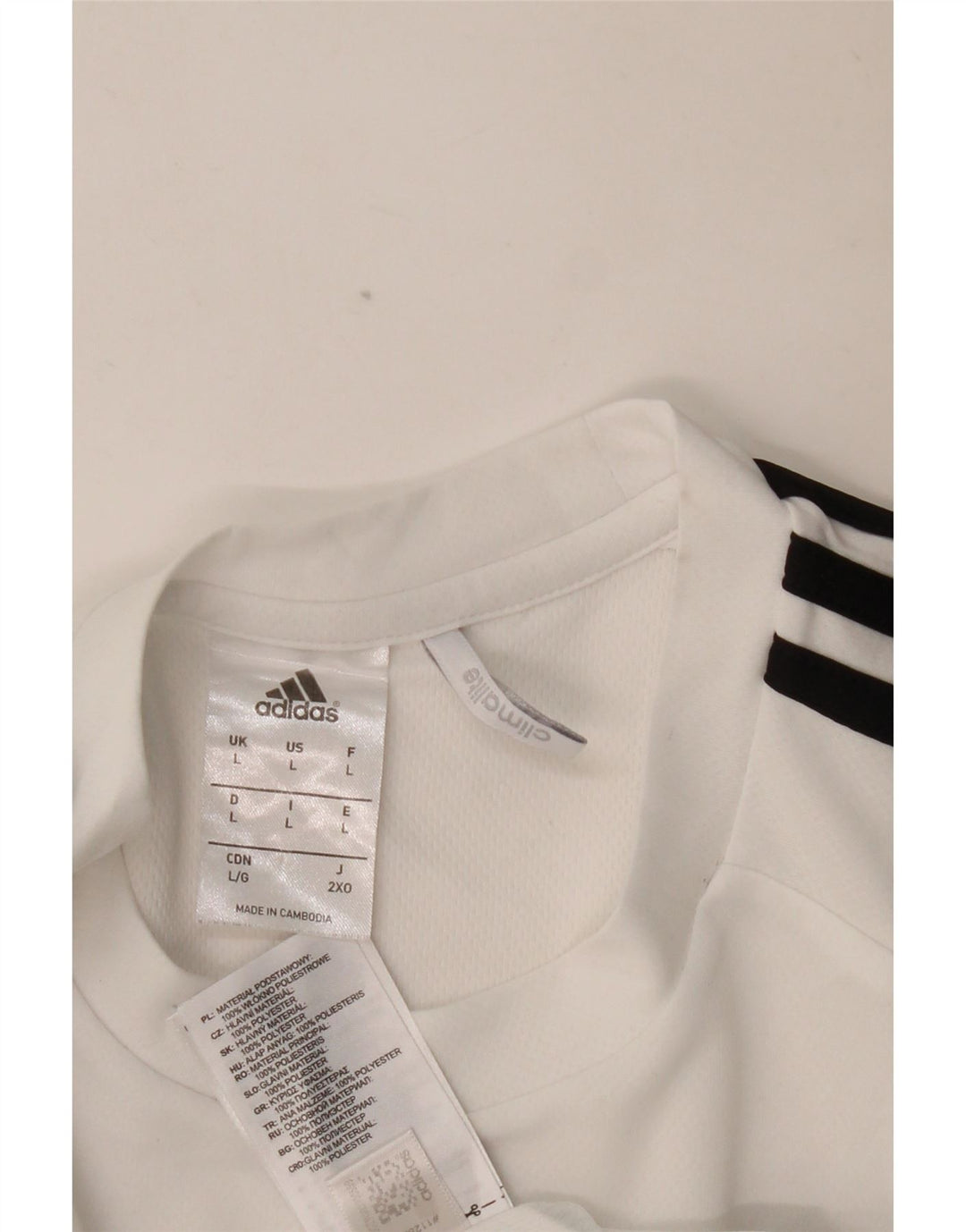 ADIDAS Hombre Climalite Camiseta Top Grande Blanco Colorblock Poliéster