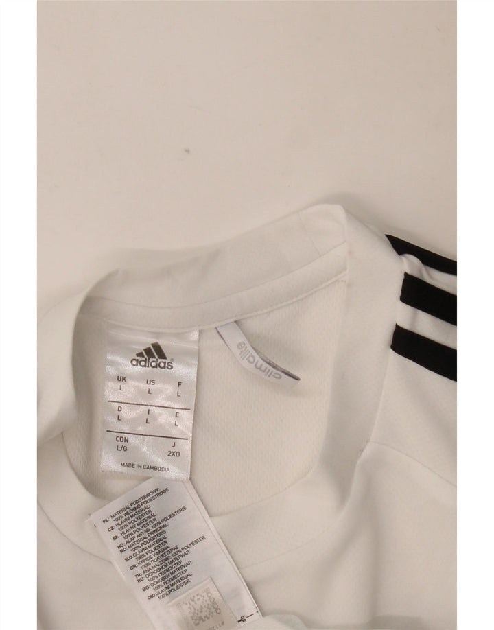 ADIDAS Hombre Climalite Camiseta Top Grande Blanco Colorblock Poliéster