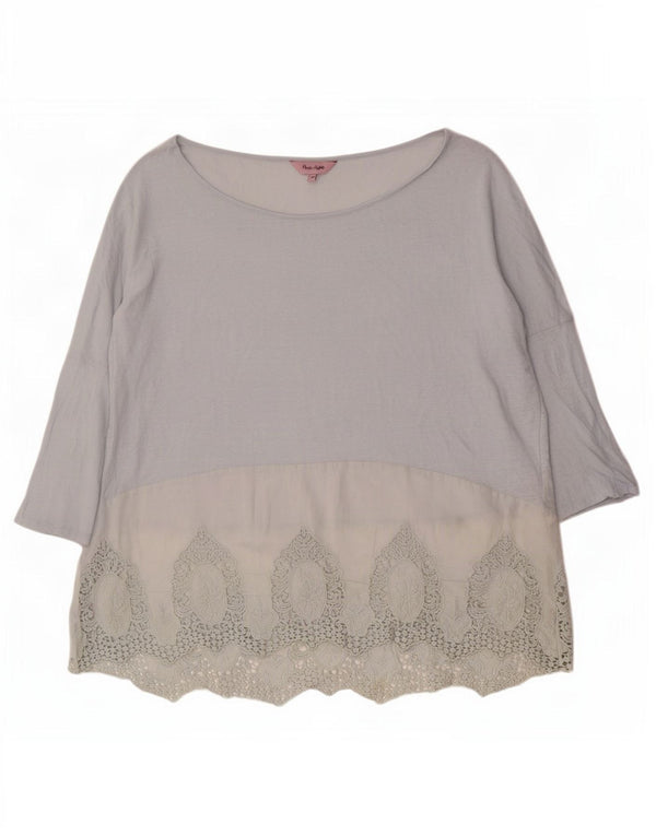 Phase Eight Blusa extragrande de manga 3/4 para mujer UK 40 XL Azul Floral