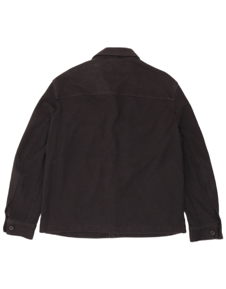 Zara Mens Utility Jacket UK 38 Mediano Negro Algodón