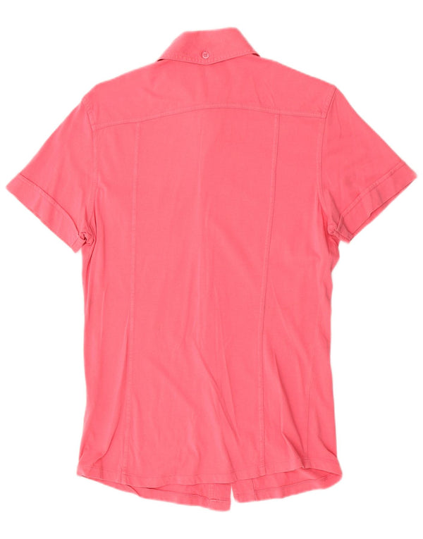 Camisa de manga corta Gas para hombre de algodón a rayas rosa pequeña