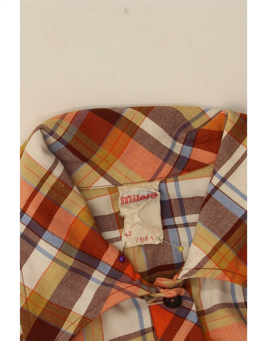 Vestido tubo vintage sin mangas para mujer IT 42 Poliéster a cuadros naranja medio