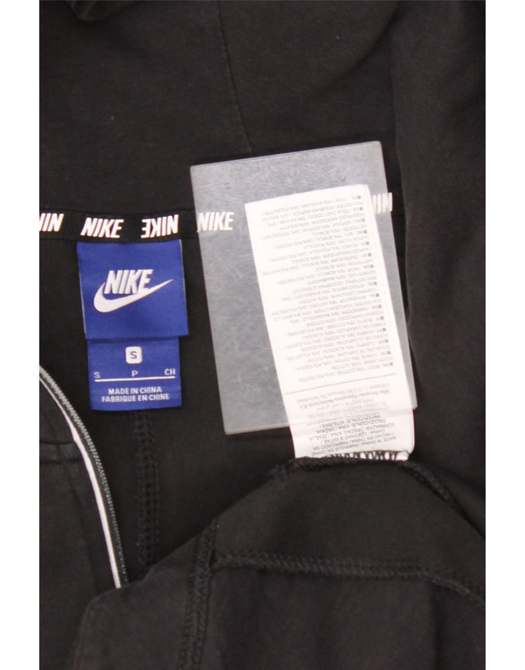 NIKE Sudadera con capucha y cuello con cremallera para mujer, talla grande, color negro