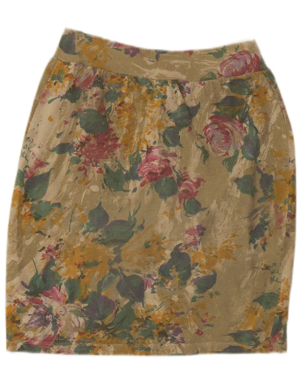 Vintage mujer lápiz falda pequeña W26 verde floral modal