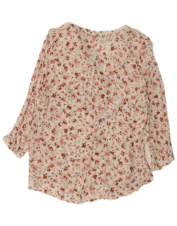 Zara Blusa de manga 3/4 para mujer UK 44 Medio Blanco Floral
