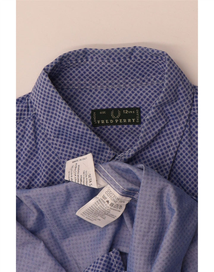 FRED PERRY Camisa Niño 11-12 Años Algodón Lunares Azul