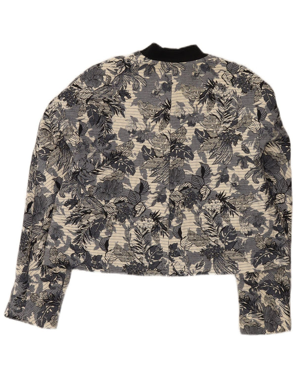 Zara Chaqueta Bomber para Mujer Reino Unido 44 Algodón Floral Azul Grande