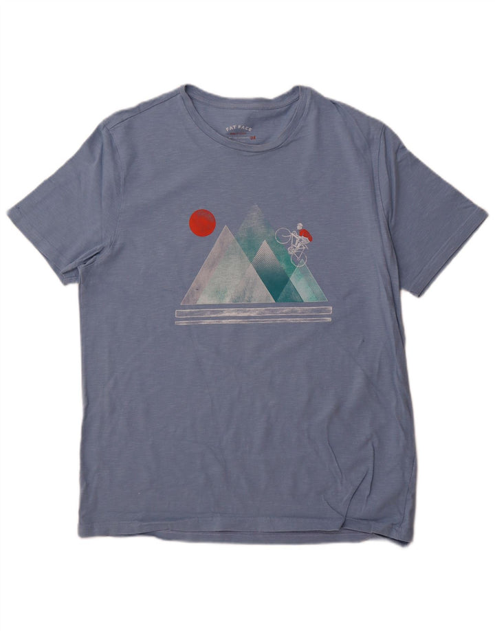 FAT FACE Camiseta gráfica para hombre Top XL Algodón moteado azul