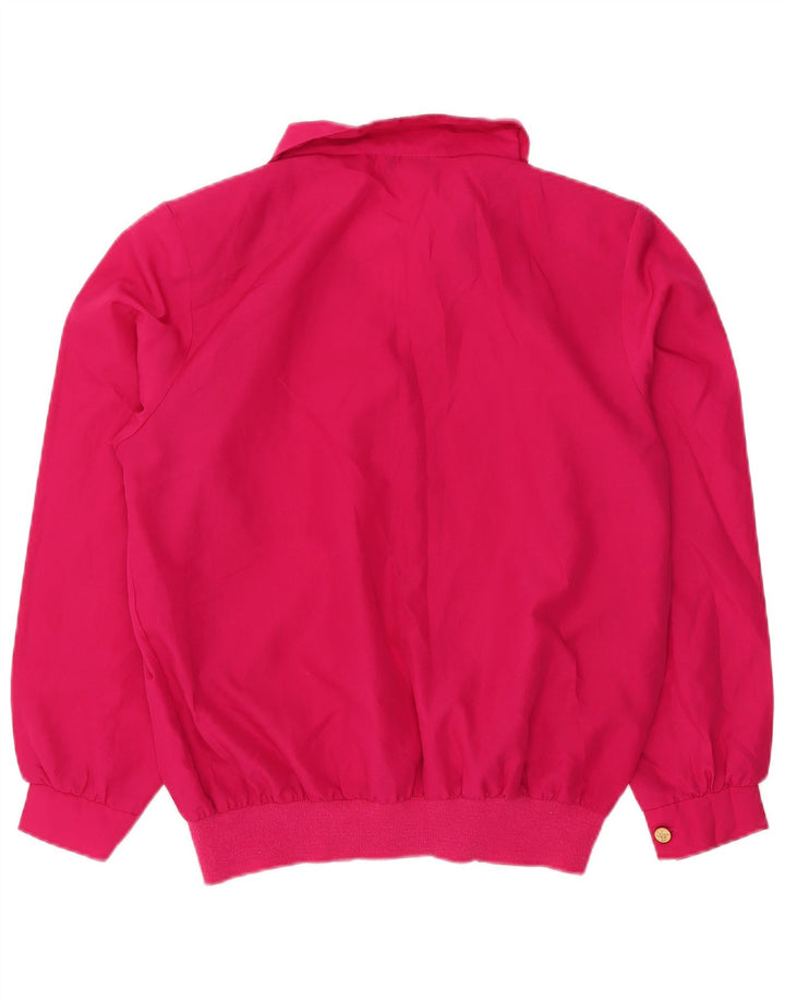 Vintage mujer manga larga blusa de gran tamaño Top US 14 XL poliéster rosa