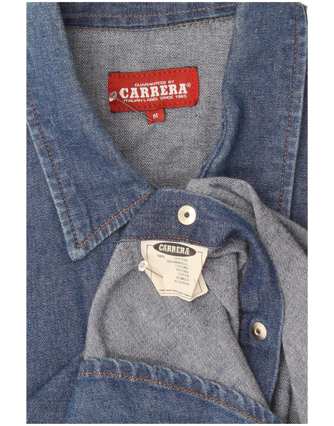 Camisa Vaquera Carrera Hombre Azul Medio Algodón
