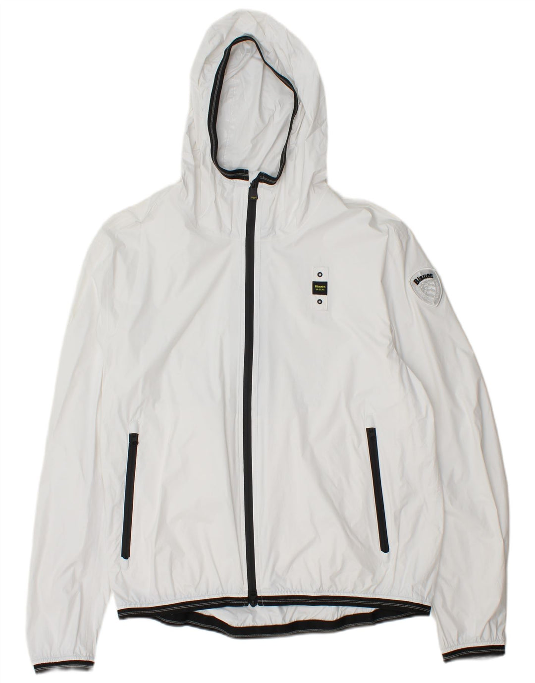 BLAUER Chaqueta impermeable con capucha para mujer UK 20 2XL Poliamida blanca