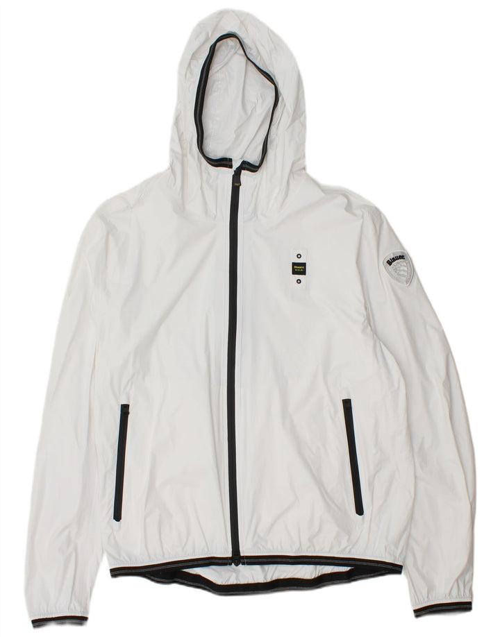 BLAUER Chaqueta impermeable con capucha para mujer UK 20 2XL Poliamida blanca
