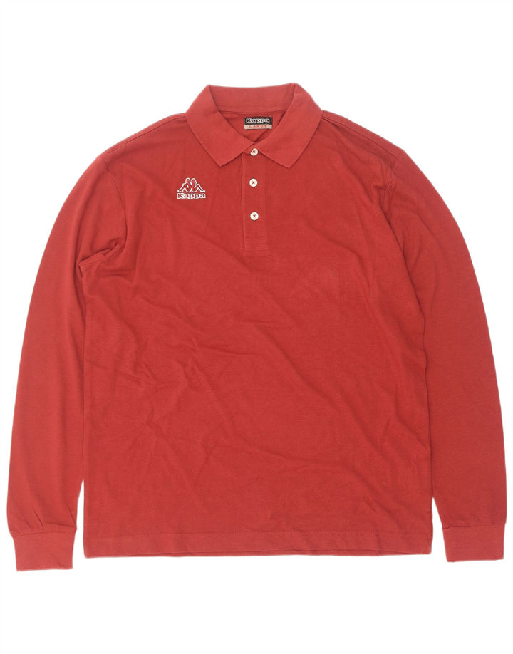 Kappa Polo De Manga Larga Para Hombre Grande De Algodón Rojo