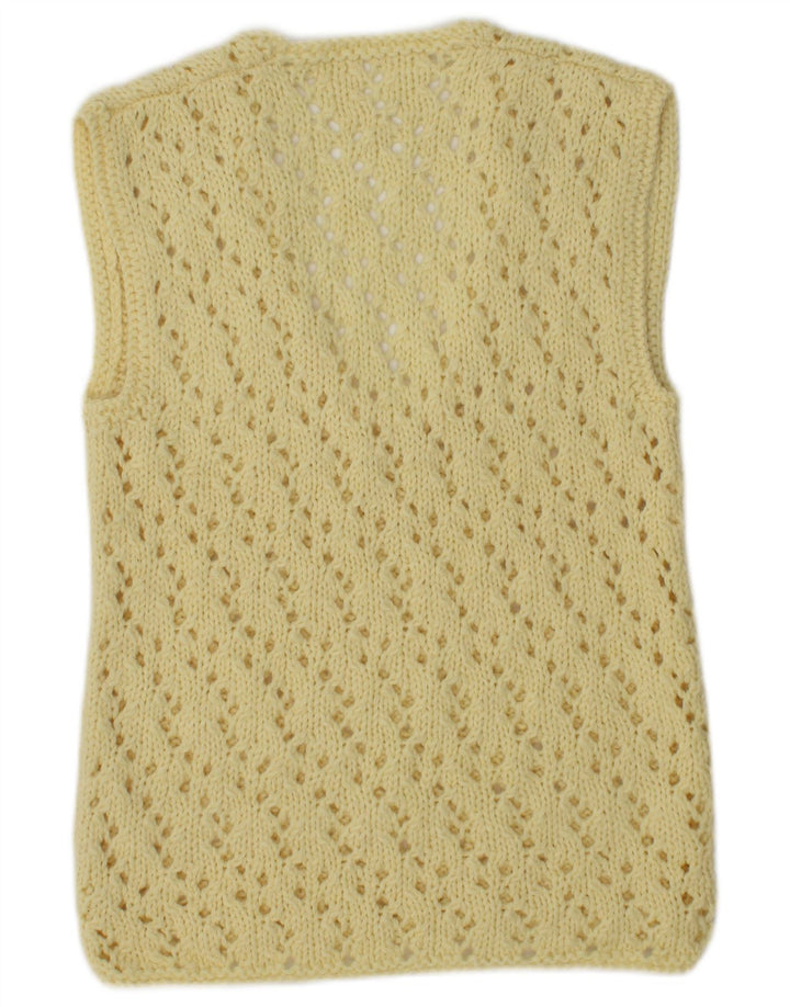 Vintage mujer chaleco camiseta Reino Unido 12 amarillo medio