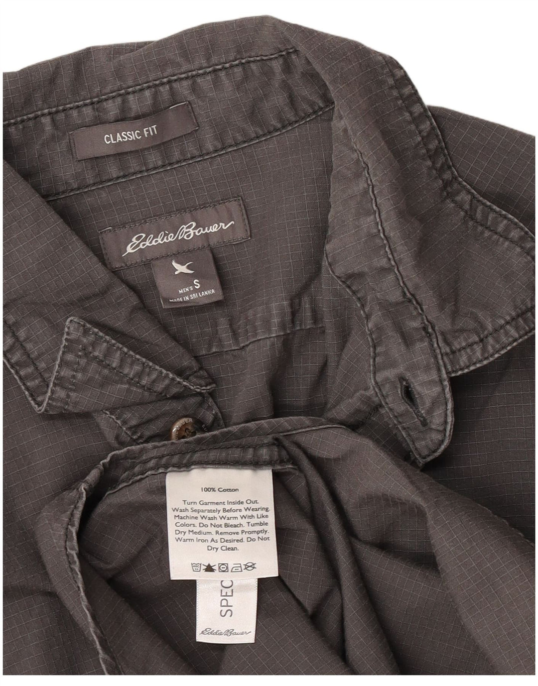 Eddie Bauer Camisa de corte clásico para hombre pequeña de algodón gris