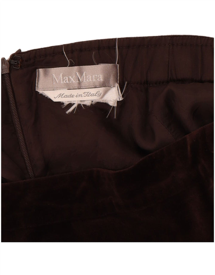 Falda Recta De Terciopelo W30 Algodón Marrón Medio Mujer Max Mara