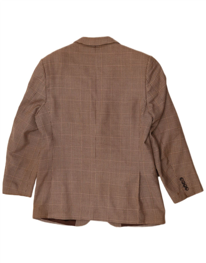 Aquascutum Chaqueta tipo blazer de 2 botones para hombre UK 42 XL Lana de pata de gallo marrón