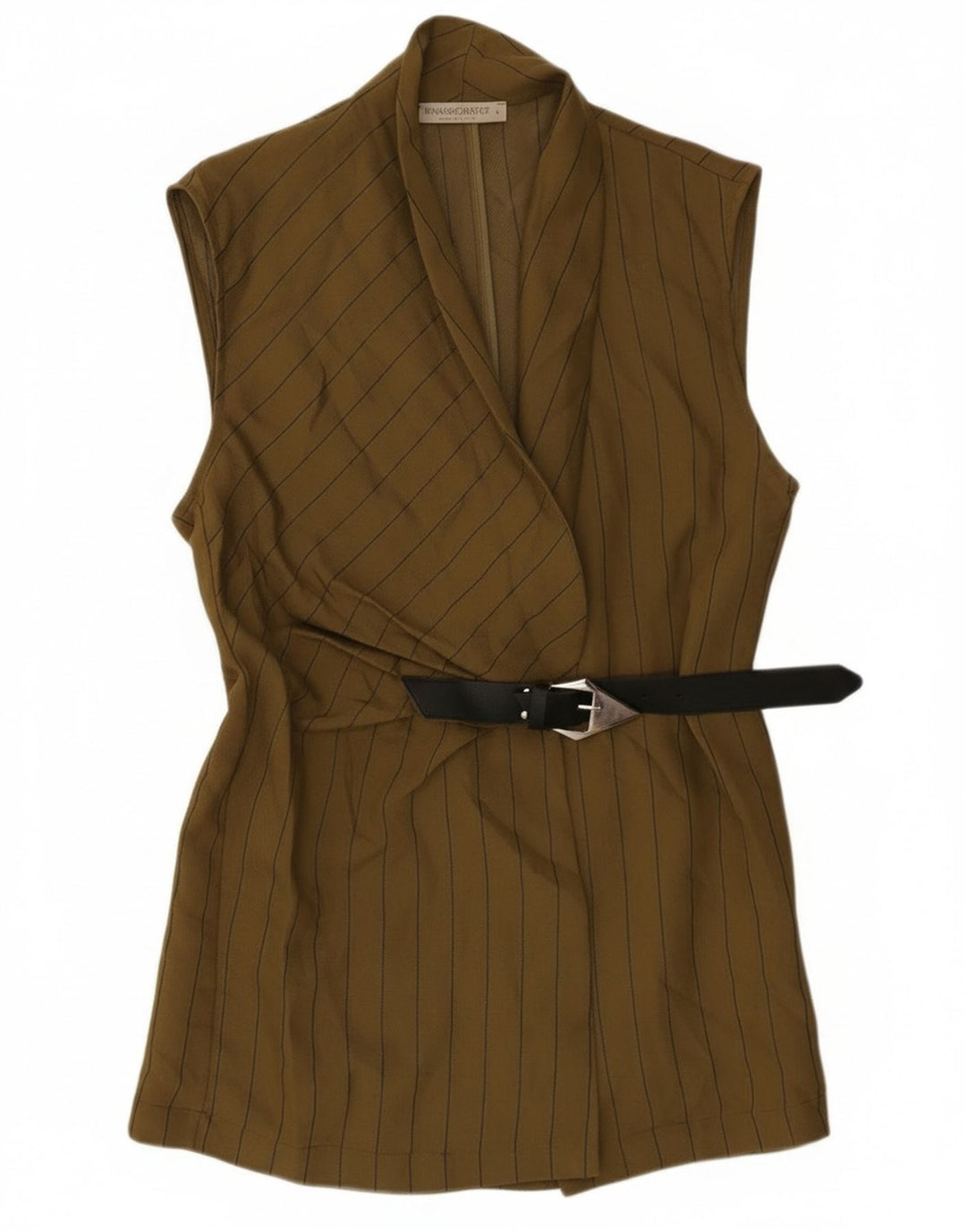Rinascimento Chaqueta Blazer sin Mangas para Mujer UK 40 Grande Caqui Rayas